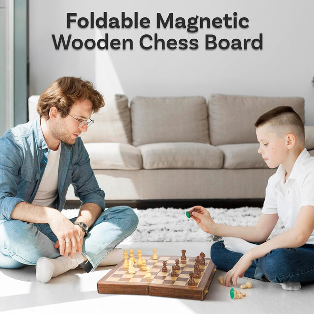 Handmade Wooden Chess Board, 7 Inch Small Wood Game Board