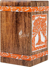 Handcarved Wooden Cremation Urn – Tree of Life Design – Suitable for Adult Men & Women, Mom & Dad, Dogs – 115 Cu/in Capacity
