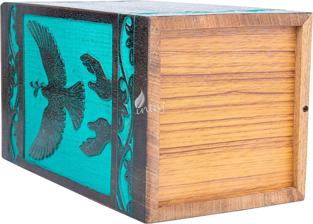 Handcarved Wooden Cremation Urn – Peaceful Bird Design in Rosewood – Suitable for Adult Men & Women, Mom & Dad, and Pet Dogs – 180 Cu/in Capacity