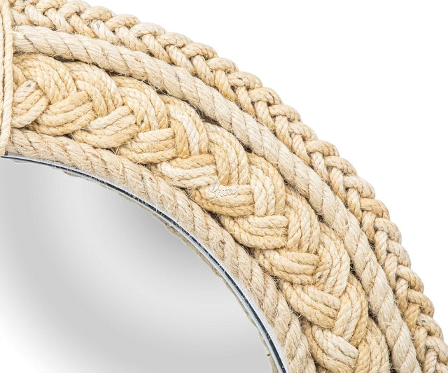 Rustic Rope Round Wall Mirror - Nautical Decorative Wall Mirror Handcrafted - Large Wall Home Decor Mirror for Bathroom, Bedroom, Entryway, Living Room (36x36, Brown Braided)