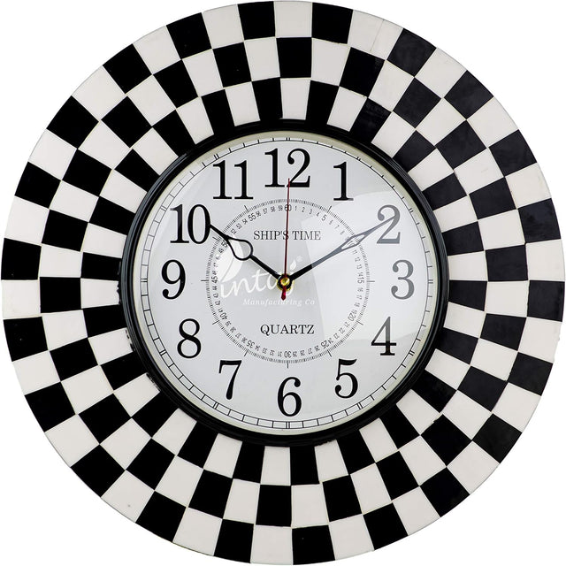 Silent Round Wall Clock, 14 Inch Chess Decorative Clock