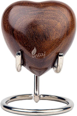 Handcarved Wooden Heart Cremation Urn – Hummingbird Design – Suitable for Dogs & Cats – 14 Cu/in Capacity