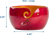 Handmade Large Wooden Yarn Bowl for Knitting Crochet Perfect Yarn Holder Rosewood Bowl for Mothers Day Christmas Gift (Large - 6x4, Pink Stripes)