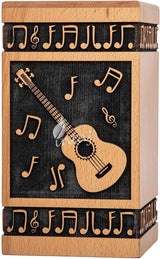 Handcarved Wooden Cremation Urn – Guitar Design Memorial Urn – Suitable for Adult Men & Women, Children & Pets – 180lbs Capacity