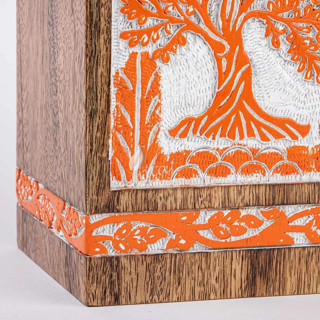 Handcarved Wooden Cremation Urn – Tree of Life Design – Suitable for Adult Men & Women, Mom & Dad, Dogs – 250 Cu/in Capacity