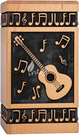 Handcarved Wooden Cremation Urn – Guitar Design Memorial Urn – Suitable for Adult Men & Women, Children & Pets – 115lbs Capacity