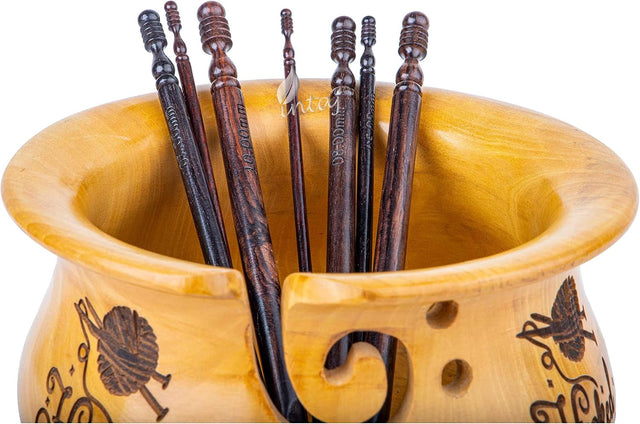 Handcrafted Wooden Crochet Hook Set – Rosewood, Size Engraved, Ideal for Knitting & Crocheting – Suitable for Yarn Enthusiasts – Set of 15 (3.5mm-25mm)