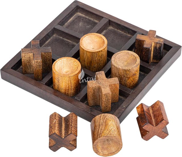Wooden Tic Tac Toe Board Game, Rustic XOXO Table Decor Design 6