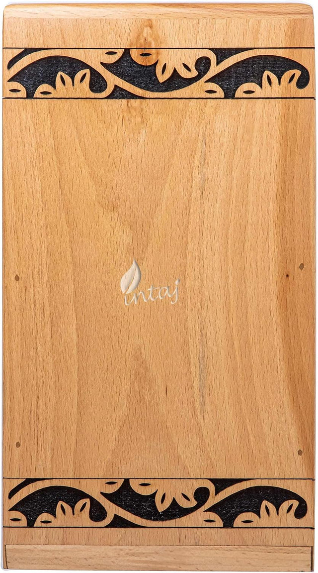 Handcarved Wooden Cremation Urn – Deer Carved Design in Beechwood – Suitable for Adult Men & Women, Mom & Dad, and Pet Dogs – 180 Cu/in Capacity