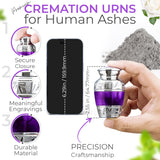 Handcrafted Brass Cremation Keepsake Urn – Engraved Peaceful Dark Purple Design – Suitable for Men & Women