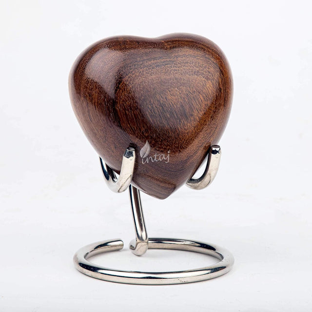 Handcarved Wooden Heart Cremation Urn – Hummingbird Design – Suitable for Dogs & Cats - 07 Cu/in Capacity
