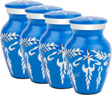 Handcrafted Diamond Cut Cremation Urn – Cobalt Finish – Suitable for Adult Men & Women, Mom & Dad – Small Set of 4