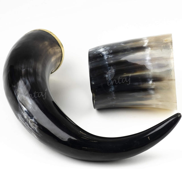 Handmade Buffalo Horn Beer Mug, Large Viking Horn Tankard
