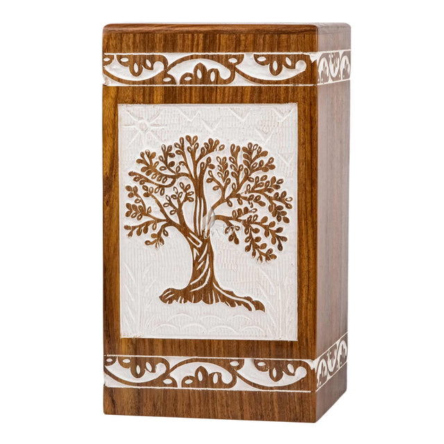 Mini Rosewood Keepsake Urn – Tree of Life – Suitable for Men, Women, Mom & Dad – 20lbs