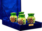 Handcrafted Floral Cremation Urn – Olive Green Rose Design – Suitable for Adult Men & Women – Keepsake Set of 4