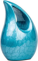 Handcrafted Cremation Urn – Diamond Cut Royal Blue Design – Suitable for Adult Men & Women, Mom & Dad –  Set of 4 Small Size