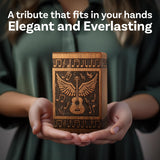 Handcarved Wooden Cremation Urn – Wings of Angel and Musical Notes Design in Rosewood – Suitable for Adult Men & Women, Mom & Dad – 115lbs Capacity