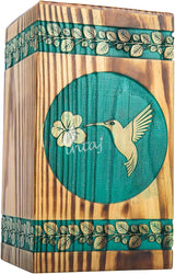 Wooden Urn for Human Ashes – Hummingbird Design – Suitable for Adults – Keepsake (3.5Hx2W, 6.5 Cu/in)