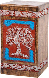 Handcarved Wooden Cremation Urn – Tree of Life Design – Suitable for Adult Men & Women, Mom & Dad, and Dogs – 180 Cu/in Capacity