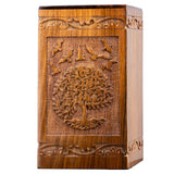 Handcarved Wooden Cremation Urn – Tree of Life – Suitable for Adult Men & Women – 250lbs