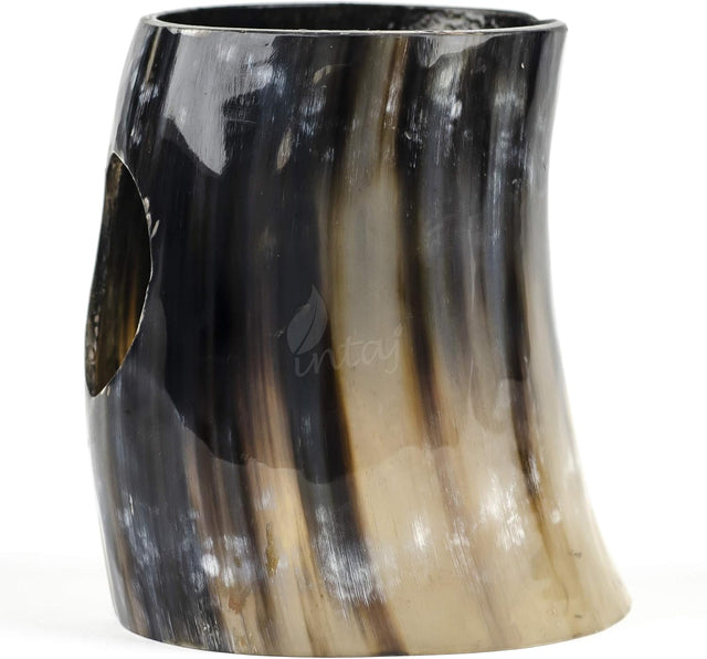 Handmade Buffalo Horn Beer Mug, Large Viking Horn Tankard