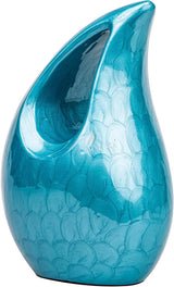 Handcrafted Cremation Urn – Diamond Cut Royal Blue Design – Suitable for Adult Men & Women, Mom & Dad –  Small Set of 1