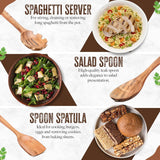 Handcrafted Teak Wooden Cooking Spoons – Ergonomic Stirring, Mixing, Scraping & Serving – Durable & Nonstick Safe – Ideal for Nonstick, Cast Iron & Ceramic Cookware – 9 Piece Set