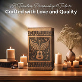 Handcarved Wooden Cremation Urn – Wings of Angel and Musical Notes Design in Rosewood – Suitable for Adult Men & Women, Mom & Dad – 115lbs Capacity