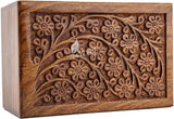 Handcarved Wooden Cremation Urn – Tree of Life Design – Suitable for Adult Men & Women – 90lbs Capacity