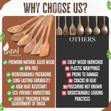 Handcrafted Teak Wooden Cooking Spoons – Ergonomic Stirring, Mixing, Scraping & Serving – Durable & Nonstick Safe – Ideal for Nonstick, Cast Iron & Ceramic Cookware – 6 Piece Set