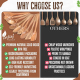 Handcrafted Teak Wooden Cooking Spoons – Ergonomic Stirring, Mixing, Scraping & Serving – Durable & Nonstick Safe – Ideal for Nonstick, Cast Iron & Ceramic Cookware – 9 Piece Set