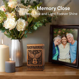Handcarved Wooden Cremation Urn – Guitar Angel Wings Design in Rosewood – Suitable for Adult Men & Women, Mom & Dad – 20lbs Capacity