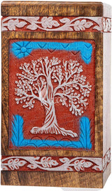 Handcarved Wooden Cremation Urn – Tree of Life Design – Suitable for Adult Men & Women, Mom & Dad, and Dogs – 180 Cu/in Capacity