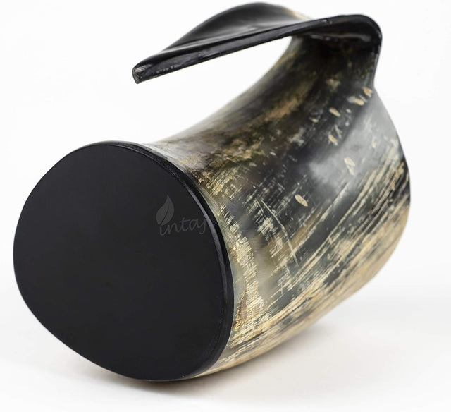 Natural Buffalo Horn Beer Mug, Large Handmade Viking Tankard