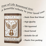 Handcarved Wooden Cremation Urn – Guitar Wings Design in Antique Rosewood – Suitable for Adult Men & Women, Mom & Dad – 250 Cu/in Capacity (Large)
