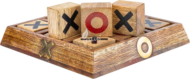 Wooden Tic Tac Toe Board Game, Rustic XOXO Table Decor Design 2