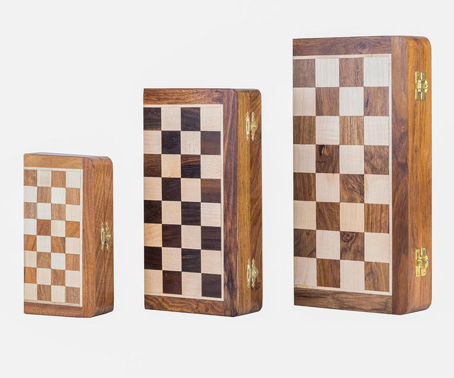 Handmade Wooden Chess Board, 7 Inch Small Wood Game Board