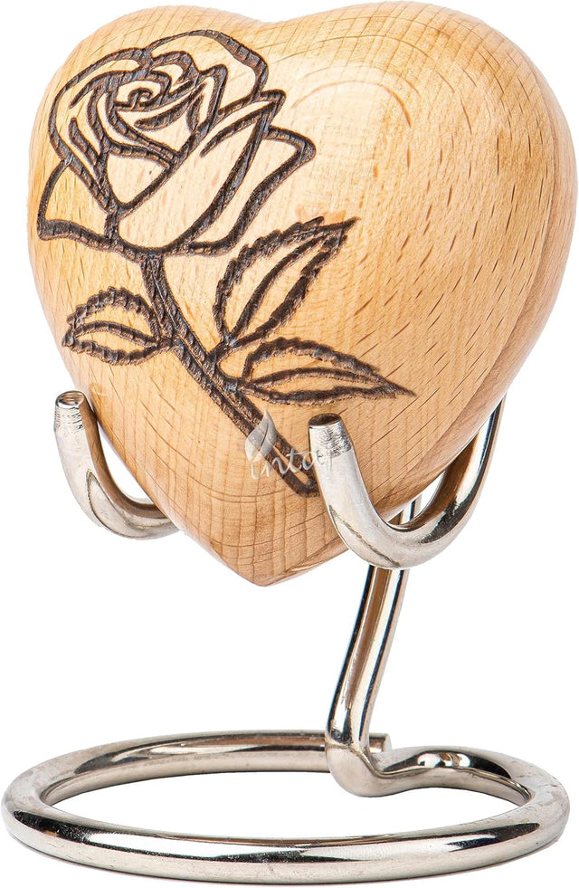 Handcarved Wooden Cremation Urn – Humming Bird Design – Suitable for Dogs & Cats – 10 Cu/in Capacity