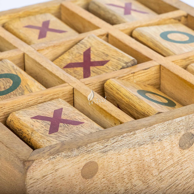 Wooden Tic Tac Toe Board Game, Rustic XOXO Table Decor Design 3