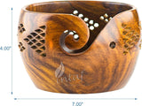 Rosewood Yarn Bowl for Knitting Crocheting - Wooden Knitting Yarn Bowl Handcrafted (Rosewood, 4Hx7D)