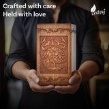 Handcarved Wooden Cremation Urn – Tree of Life – Suitable for Adult Men & Women – 250lbs