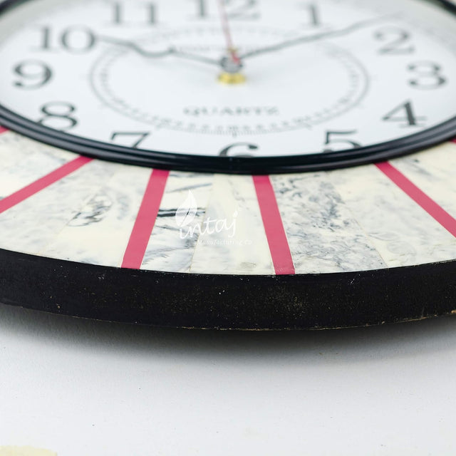 Silent Round Wall Clock, 14 Inch Pink Marble Decorative Clock
