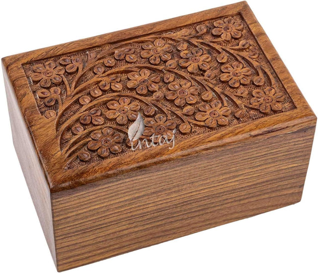 Handcarved Wooden Cremation Urn – Tree of Life Design – Suitable for Adult Men & Women – 90lbs Capacity