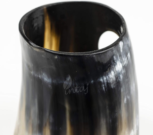 Handmade Buffalo Horn Beer Mug, Large Viking Horn Tankard