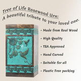 Handcarved Wooden Cremation Urn – Hummingbird Design in Rosewood – Suitable for Adult Men & Women, Mom & Dad, Pets – 250lbs Capacity