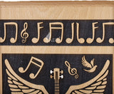 Handcarved Wooden Cremation Urn – Guitar Wings Design in Beechwood – Suitable for Adult Men & Women, Mom & Dad – 115 Cu/in Capacity