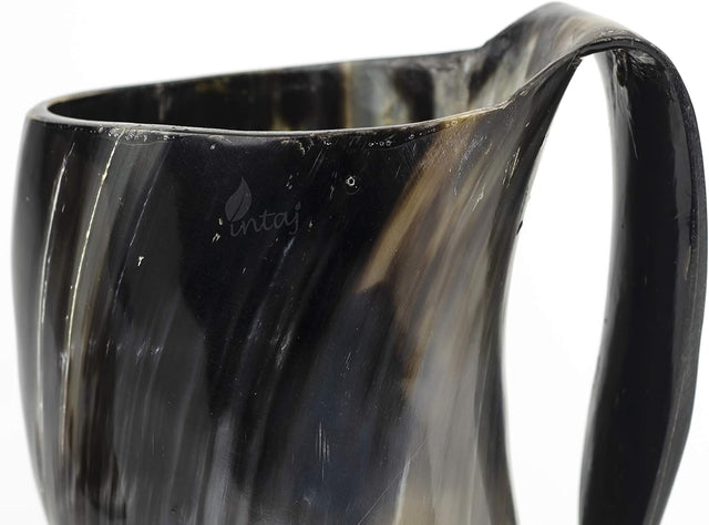Natural Buffalo Horn Beer Mug, Large Handmade Viking Tankard
