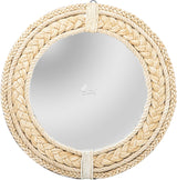Rustic Rope Round Wall Mirror - Nautical Decorative Wall Mirror Handcrafted - Large Wall Home Decor Mirror for Bathroom, Bedroom, Entryway, Living Room (30x30, Brown Braided)