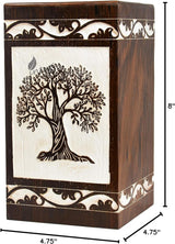 Handcarved Wooden Cremation Urn – Celtic Knot Tree of Life – Suitable for Adult Men & Women, Mom & Dad – 100 Cu/in Capacity – Antique Soulful Tree