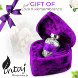 Handcrafted Brass Cremation Keepsake Urn – Engraved Peaceful Dark Purple Design – Suitable for Men & Women